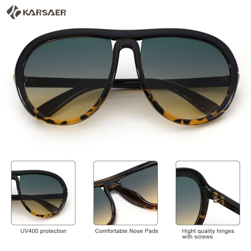 Karsaer Oversized Vintage Aviator Sunglasses for Men Women，Big Retro Round Aviator Sunglasses K7132 - Image 5