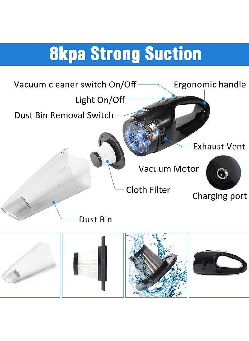 JUFU JUFU Cordless Car Vacuum Cleaner with LED Light and Washable HEPA Filter,Wireless Mini Vacuum Cleaners, Rechargeable Hoover for Home, Cars, and Pet  - Image 3