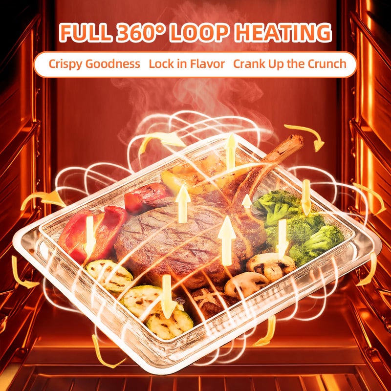 COWHERDING Air Fryer Tray Replacement for Cuisinart TOA-60 TOA-65 TOA-70 Airfryer Convection Toaster Oven, 12.4"x11" Stainless Steel Baking Sheet Pan and Mesh Wire Rack Basket Accessories Parts, Dishwasher Safe - Image 5