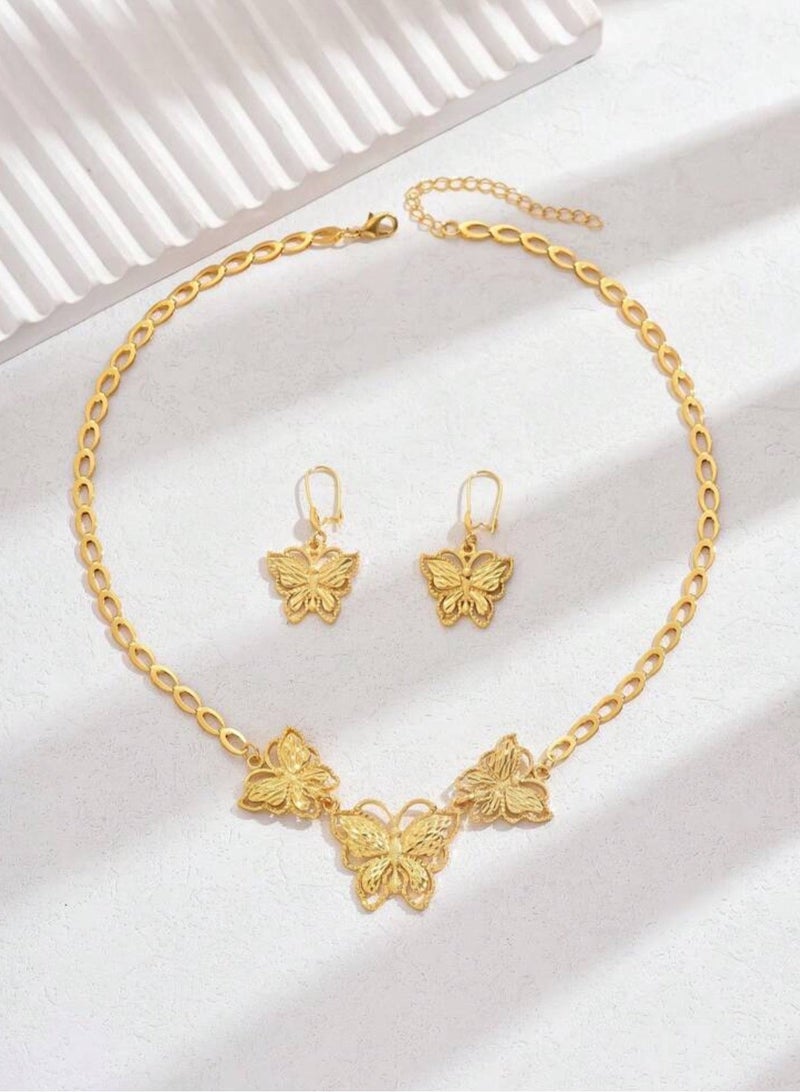 GOLDMAX 21k Gold Plated Necklace & Earrings Jewelry Set For Women - Image 1