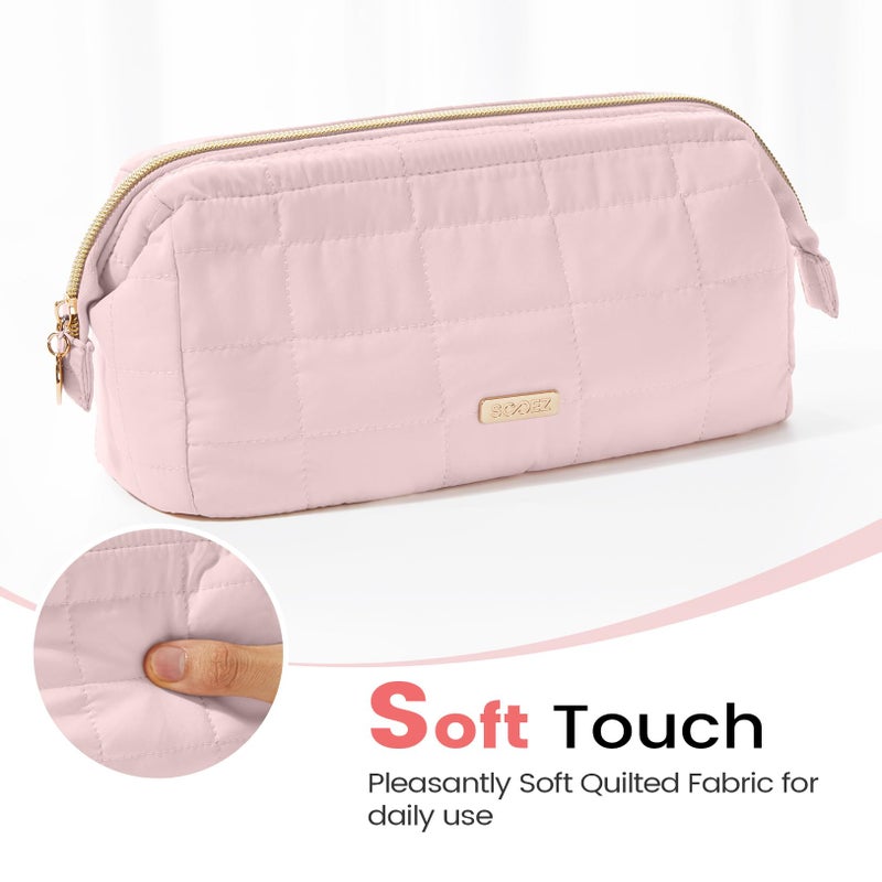 Sooez Large Pencil Case Pouch, Soft Pencil Bag with Zipper, Pen Bag Wide Opening, School Supplies Cute Pencil Case for Girls Boy Men Women, Soft Pink - Image 3