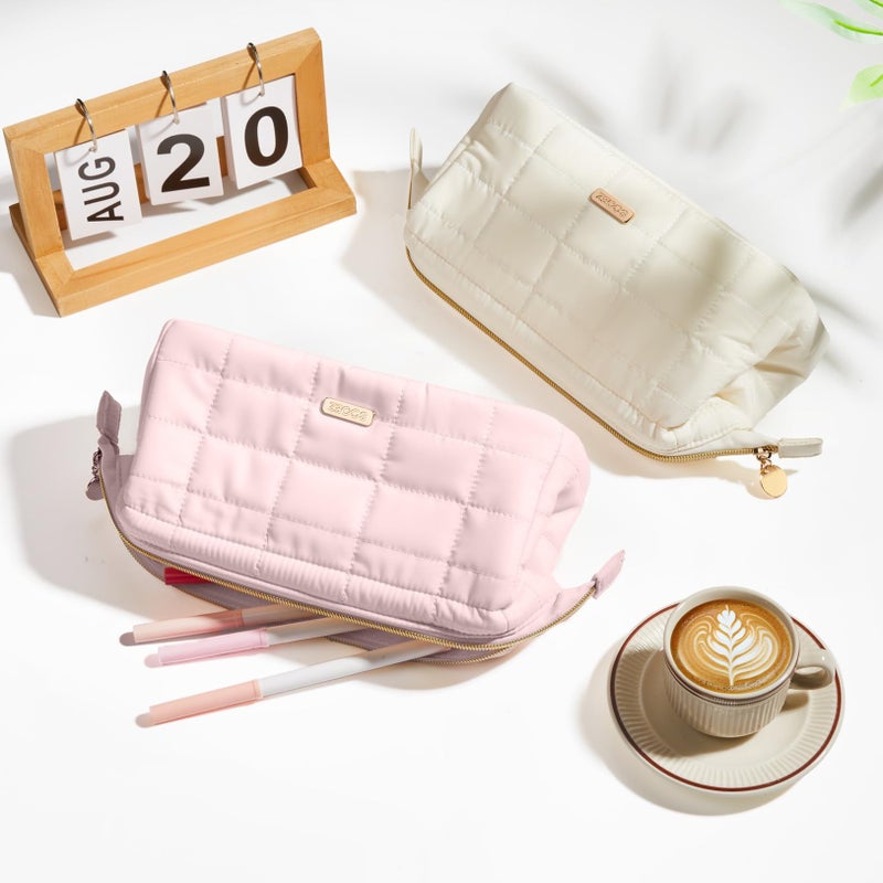 Sooez Large Pencil Case Pouch, Soft Pencil Bag with Zipper, Pen Bag Wide Opening, School Supplies Cute Pencil Case for Girls Boy Men Women, Soft Pink - Image 2