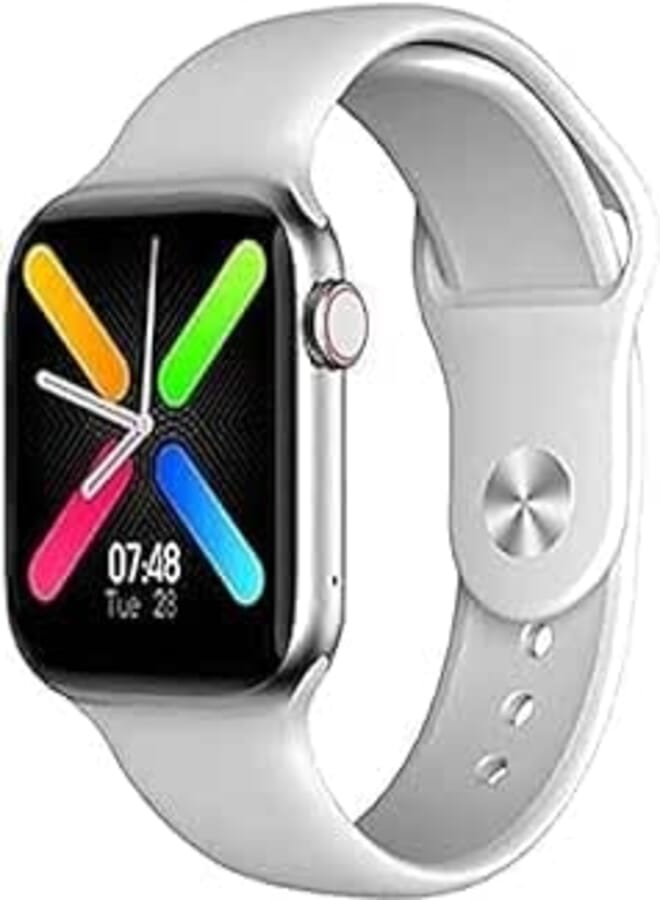 T5S Smart Watch Fitness Tracker with Heart Rate Monitor Bluetooth Heart Rate Monitor for Android & IOS - Full Arabic Language Support - Silver
