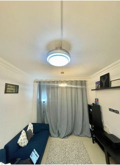 MODI MODI 42 inch temperture ceiling fan with LED Light Kit remote controlmodern blade noiseless copper motor dimming and color temperature adjustment 3-speed tricolor adjustable (Silver)  - Image 2