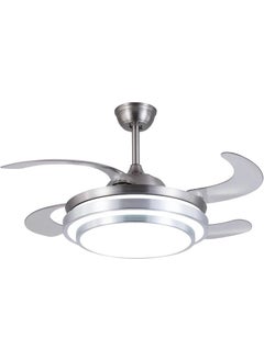 MODI MODI 42 inch temperture ceiling fan with LED Light Kit remote controlmodern blade noiseless copper motor dimming and color temperature adjustment 3-speed tricolor adjustable (Silver)  - Image 1