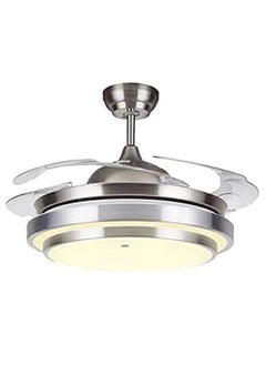 MODI MODI 42 inch temperture ceiling fan with LED Light Kit remote controlmodern blade noiseless copper motor dimming and color temperature adjustment 3-speed tricolor adjustable (Silver)  - Image 4