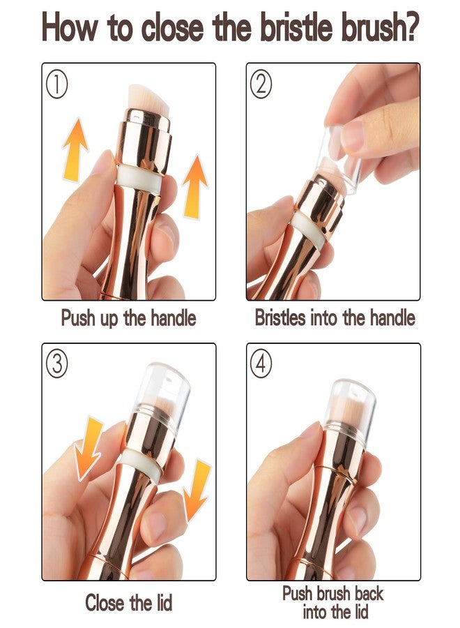 kullder 4 in 1 Makeup Brush Travel Makeup Brushes Blend Sponge, Eyebrow, Eyeshadow & Blush Brushes for Foundation Concealer Double Ended Makeup Brush with 2 Powder Puff Women Ideal Gifts - Image 5