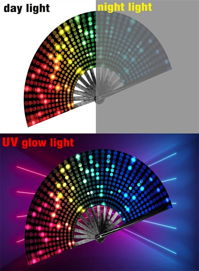 Leehome UV Glow Rave Fan | Popping Fan for Line Dancing Clacking Fans for Boots On The Ground for Performances, Dance Shows, Festival Parties, EDC & Gifts(UV-DJ01) - Image 2