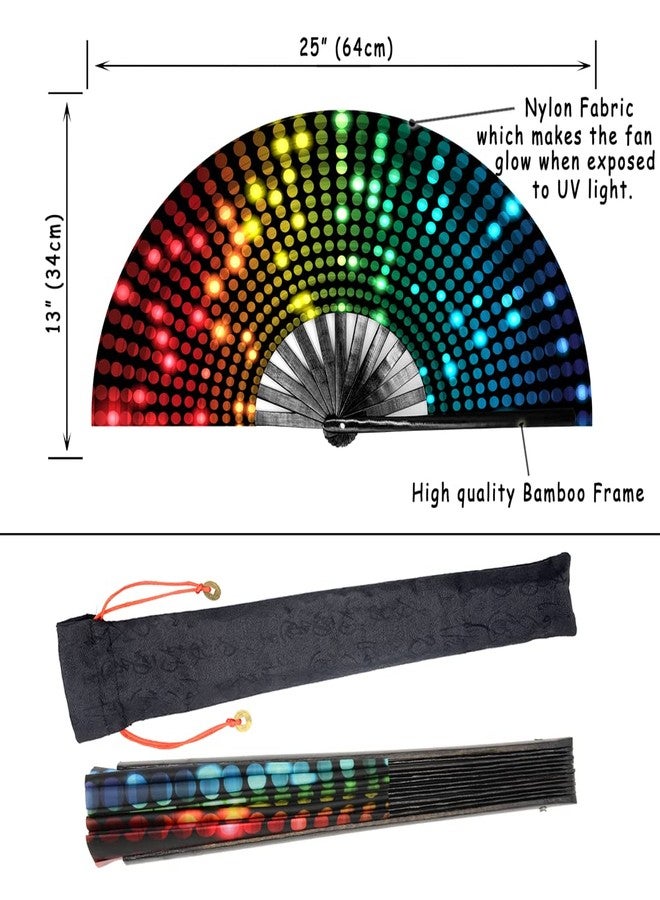 Leehome UV Glow Rave Fan | Popping Fan for Line Dancing Clacking Fans for Boots On The Ground for Performances, Dance Shows, Festival Parties, EDC & Gifts(UV-DJ01) - Image 3
