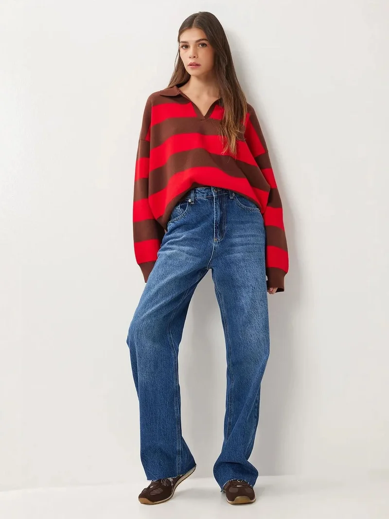 Lovely Istanbul ISTANBUL High Waist Straight Leg Denim Jeans