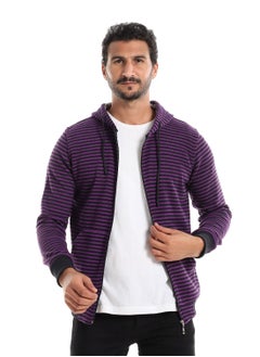 Caesar Mens Stripped Hoodie With Zipper  - Image 1