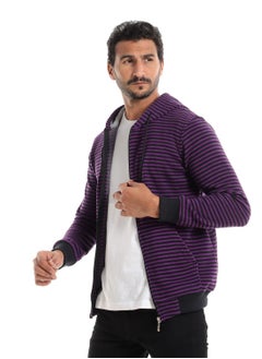 Caesar Mens Stripped Hoodie With Zipper  - Image 2