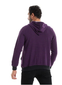 Caesar Mens Stripped Hoodie With Zipper  - Image 3