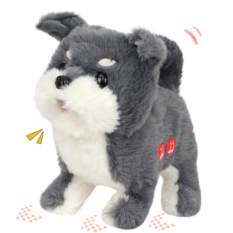 Hopearl Walking Schnauzer Repeat What You Said Interactive Electronic Pet Plush Bark Puppy Toy Animated Singing Speaking Walking Gift for Toddlers Birthday Gray 7 - Image 3