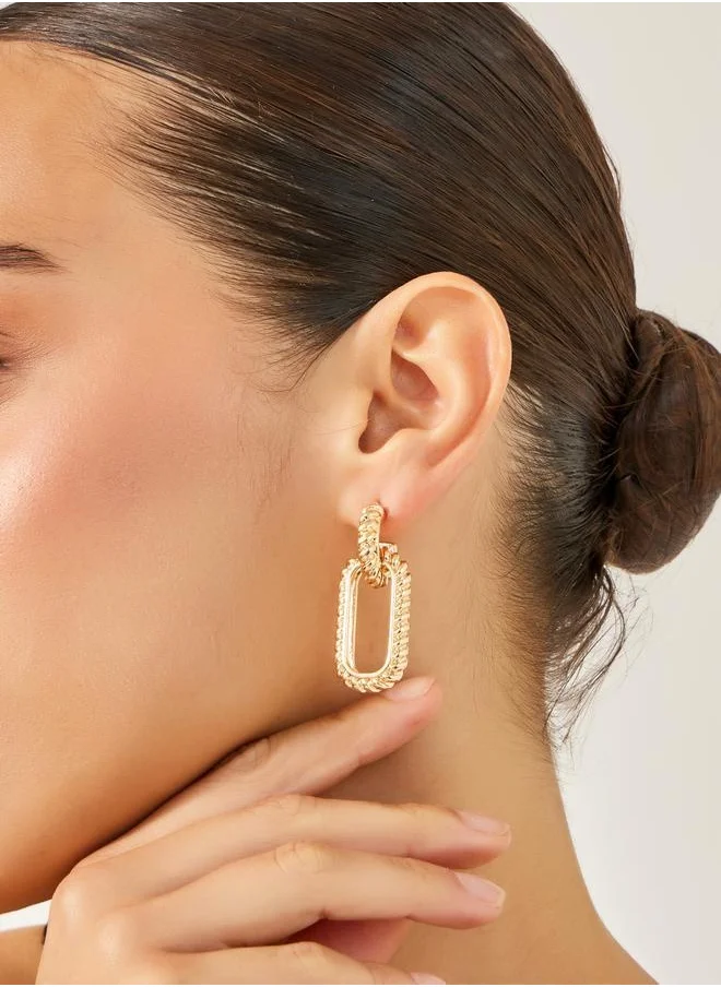 Styli Textured Square Drop Earrings