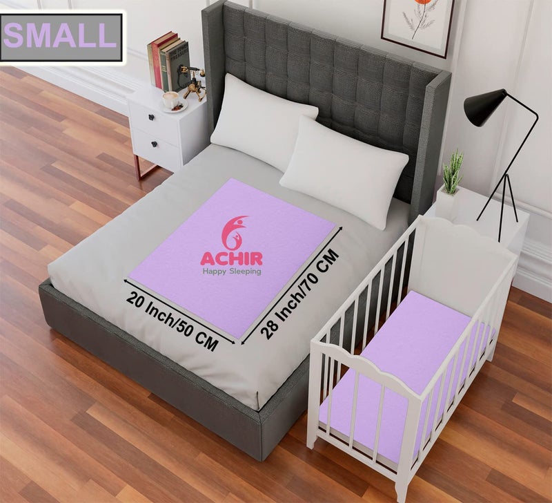 ACHIR Waterproof Cotton Dry Sheet/Bed Protector/Absorbent Mat Small, 50 cm x 70 cm, Purple - Image 2