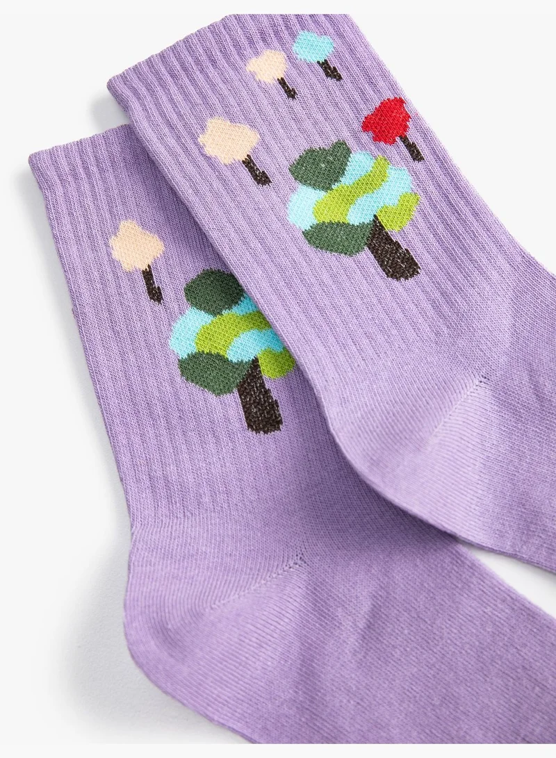 KOTON Tree Patterned Socket Socks