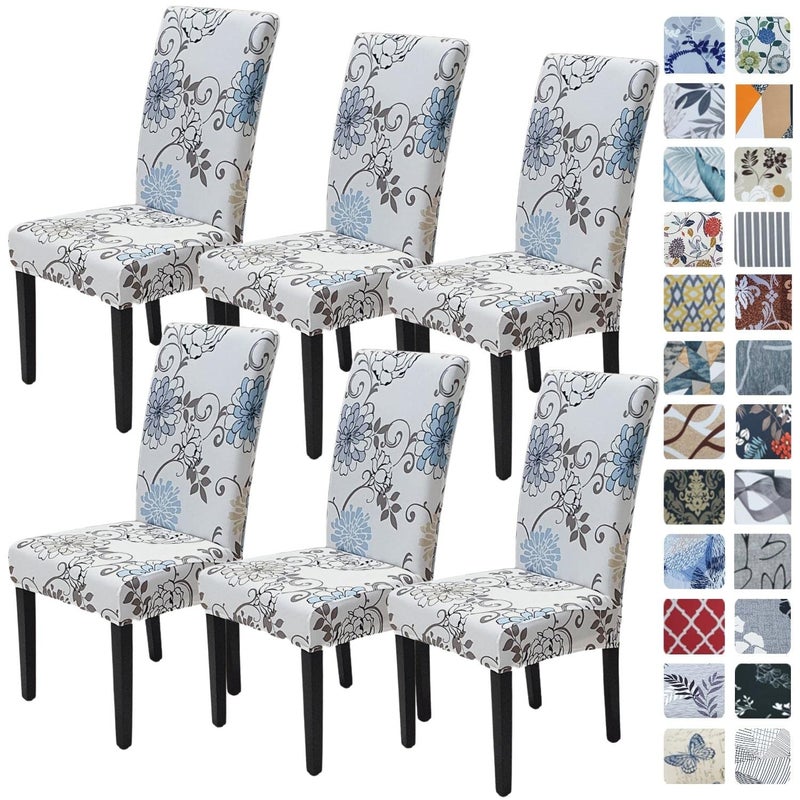 SPRINGRICO Chair Covers for Dining Room 6 Pack Stretch Dining Chair Cover Washable Spandex Kitchen Parsons Chair Slipcovers Removable Seat Protector for Home or Party Set of 6 FLORAL5