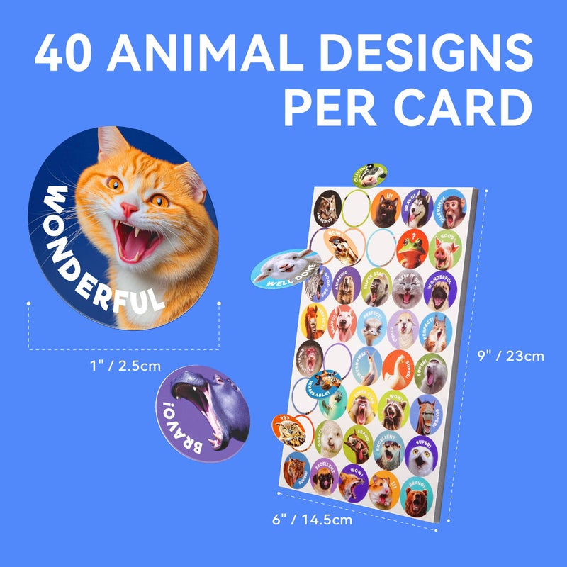 Dotimo kids 800 PCS Dotimo Funny Animal Stickers for Kids - 40 Designs Waterproof Reward Stickers, Durable Classroom & Homeschool Supplies for Teachers, Positive Reinforcement Chart Decor (20 Sheets) - Image 3