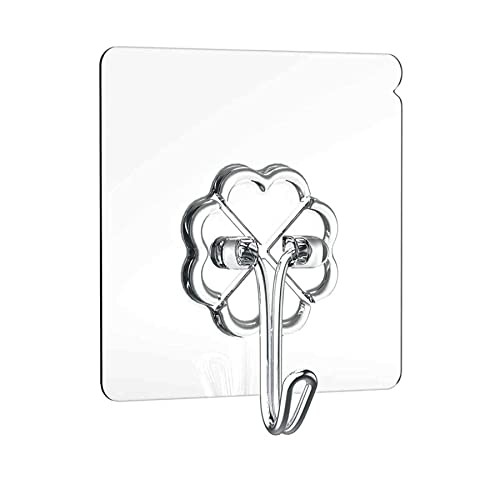 REZDAX Adhesive Hooks for Hanging Heavy Duty Wall Hooks 13.2lbs Self Adhesive Towel Hook Waterproof Transparent Hooks for Keys Bathroom Shower Outdoor Kitchen Door Home Sticky Hooks (12 PCs) - Image 1
