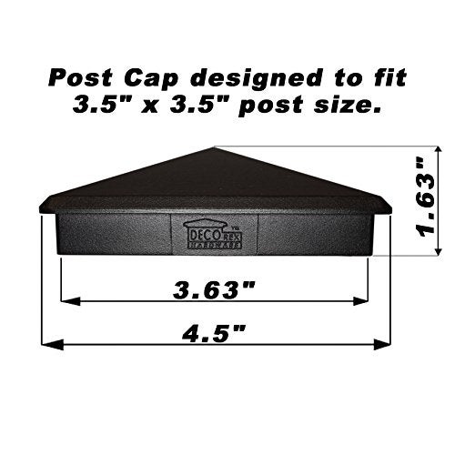 Decorex Hardware 3.5" x 3.5" Heavy Duty Aluminium Pyramid Post Cap for True/Actual 3.5" x 3.5" Wood Posts - Black (Works ONLY with Actual 3.5" x 3.5" Posts. Will NOT Work with Actual 4" x 4" Posts) - Image 4