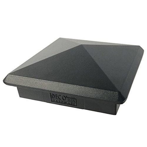Decorex Hardware 3.5" x 3.5" Heavy Duty Aluminium Pyramid Post Cap for True/Actual 3.5" x 3.5" Wood Posts - Black (Works ONLY with Actual 3.5" x 3.5" Posts. Will NOT Work with Actual 4" x 4" Posts) - Image 1