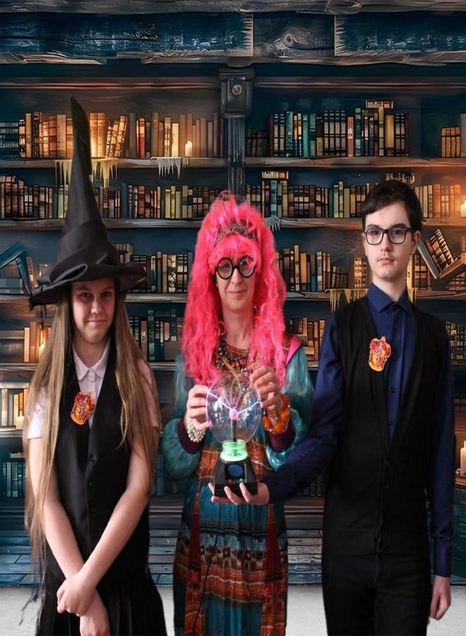 Fanghui Restore Ancient Ways Magic Bookcase Photo Backdrop 7x5ft Wizard Magic School Bookshelf Bookcase Polyester Burning Candles Worn Bookshelves Candle Ancient Library Photography Background - Image 3