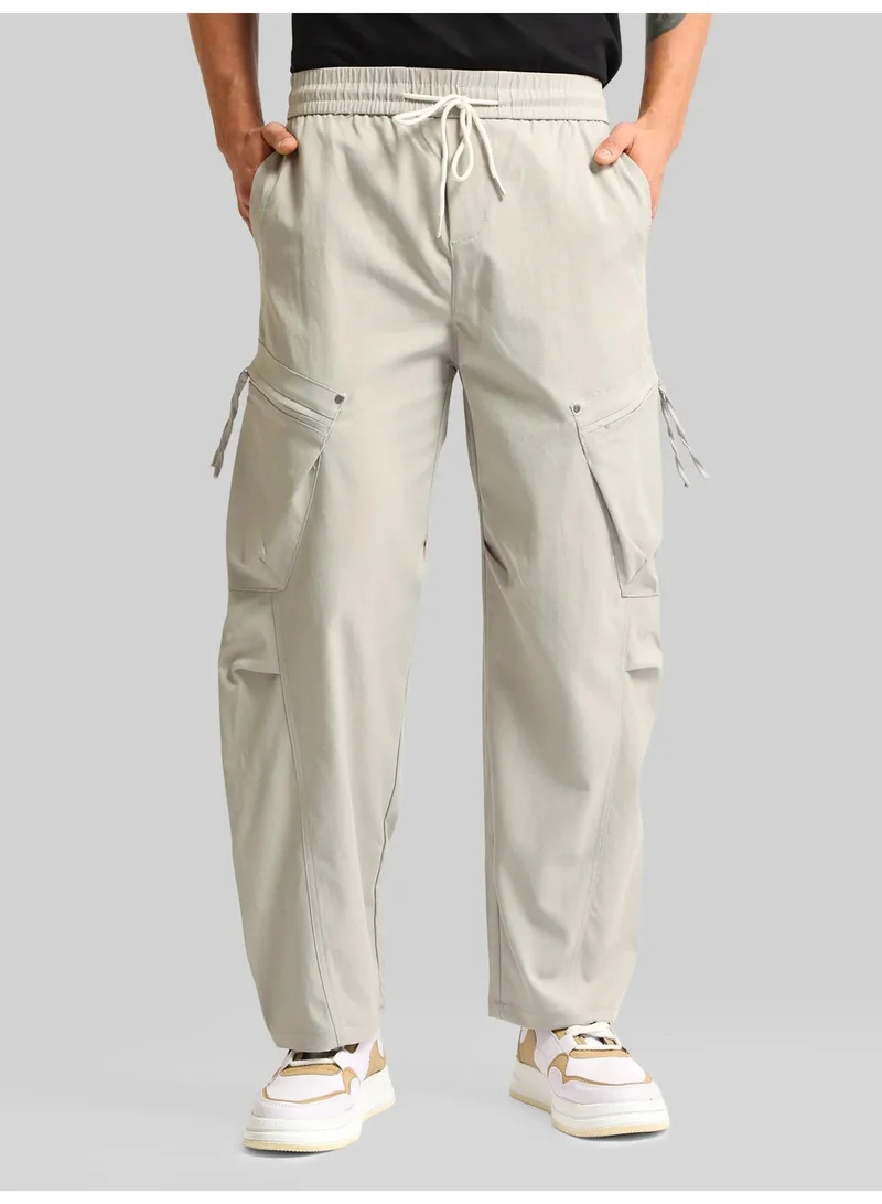 مانياك Maniac Mens Cross Pocket Grey Cotton Blend Baggy Cargo Pant
