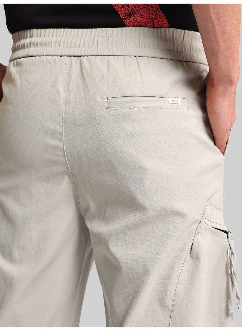 Maniac Mens Cross Pocket Grey Cotton Blend Baggy Cargo Pant - Image 5