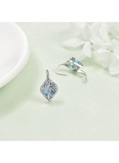 WINNICACA Tree Of Life Birthstone Leverback Earrings Sterling Silver March Birthstone Jewelry For Women Teens Tree Of Life Blue Topaz Crystal Birthstone Jewelry Gifts For Birthday  - Image 5