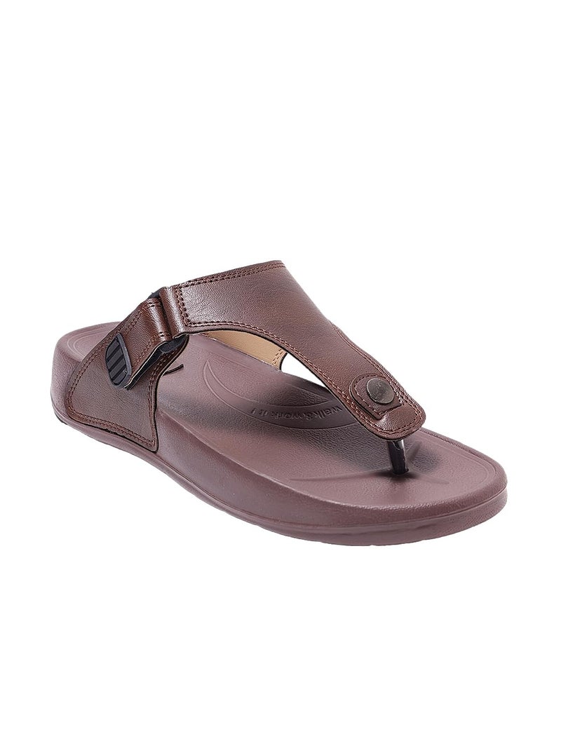 WELCOME Men's Flip Flops, Brown, GLF-21, 8 - Image 1