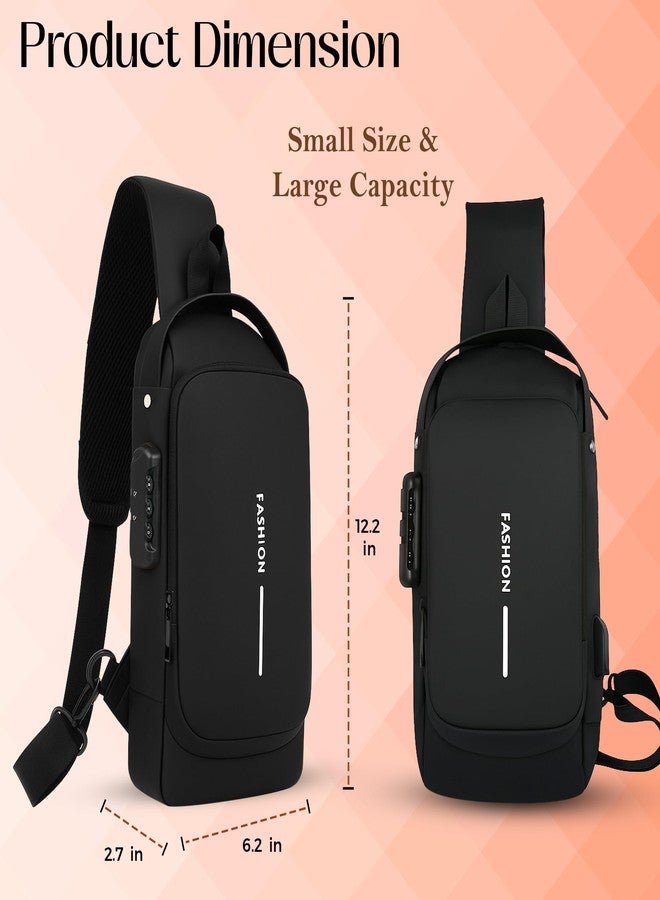 TS WITH TECHSUN Unisex Anti-Theft Sling Bag with USB Port, Water-Resistant Crossbody Chest Backpack for Travel & Work - Image 2