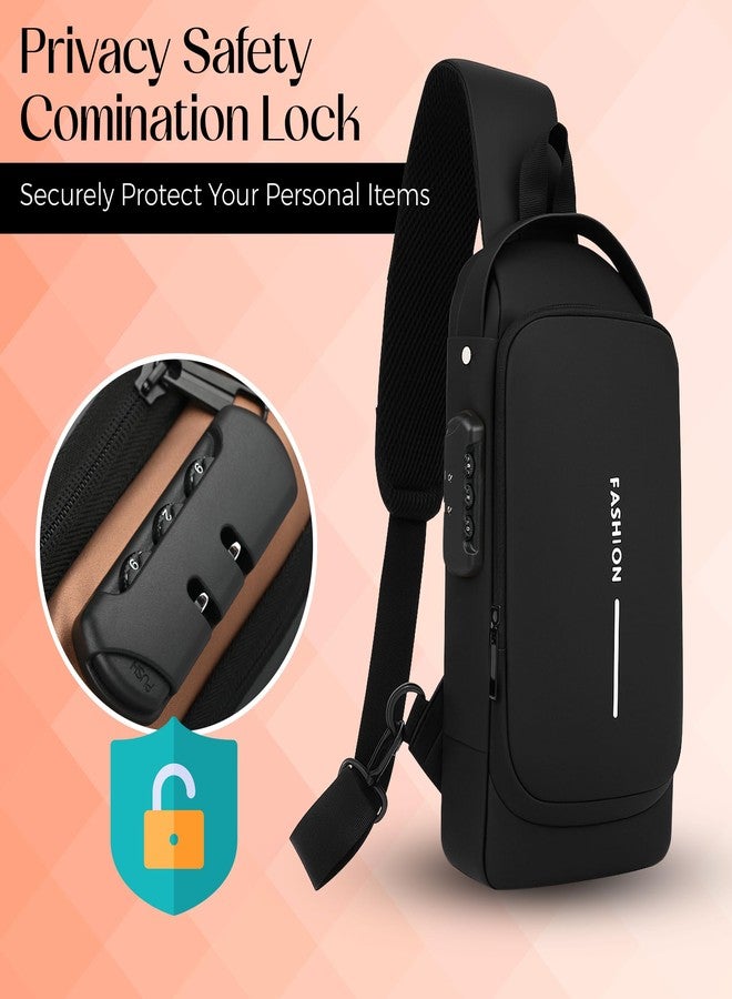 TS WITH TECHSUN Unisex Anti-Theft Sling Bag with USB Port, Water-Resistant Crossbody Chest Backpack for Travel & Work - Image 4