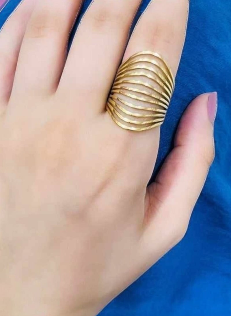 Casual collection Elegant & High Quality Stainless Steel Gold Plated Ring Size 7 - Image 1