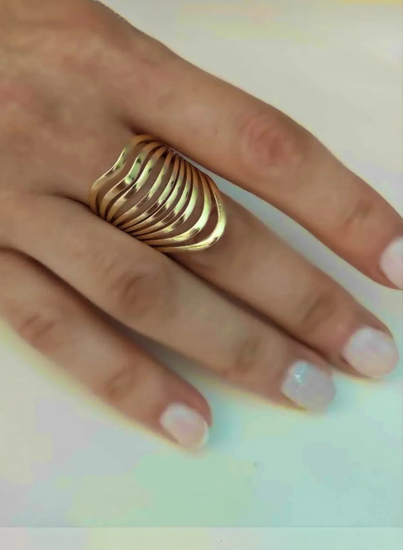 Casual collection Elegant & High Quality Stainless Steel Gold Plated Ring Size 7 - Image 2