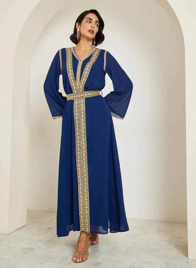 Amirah  Women Chiffon Jalabiya with Lace Trims for Women | Best Price UAE