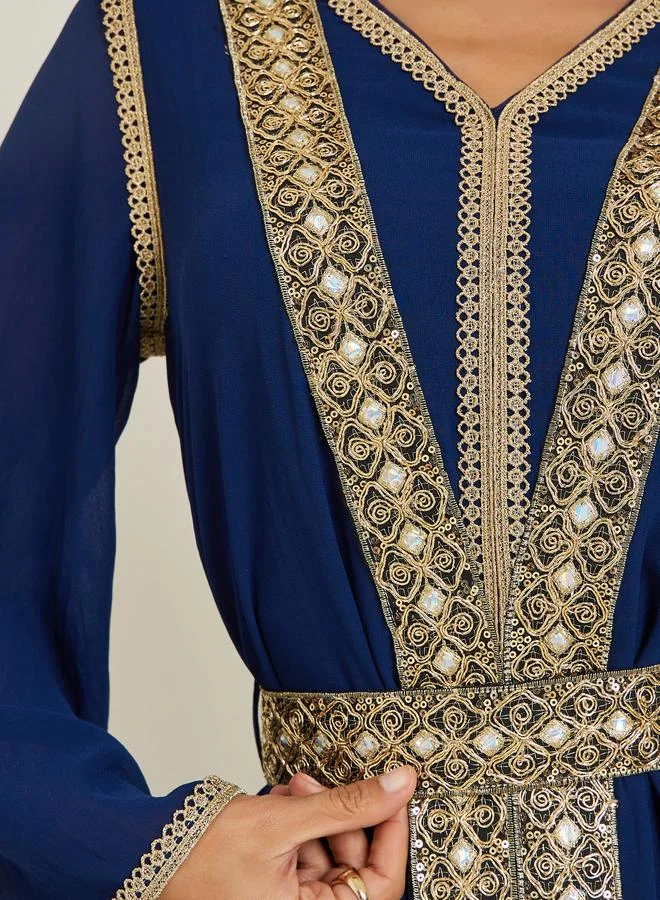 Amirah  Women Chiffon Jalabiya with Lace Trims for Women | Best Price UAE