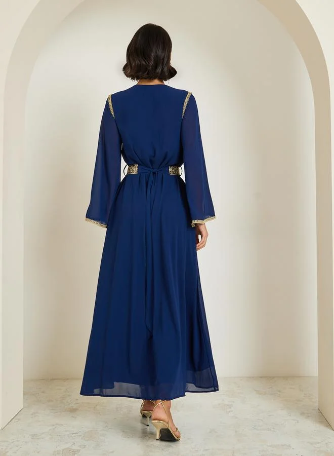 Amirah  Women Chiffon Jalabiya with Lace Trims for Women | Best Price UAE