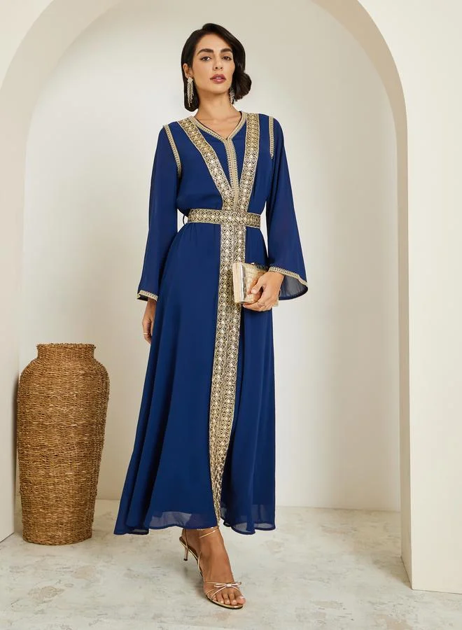 Amirah Women Chiffon Jalabiya with Lace Trims