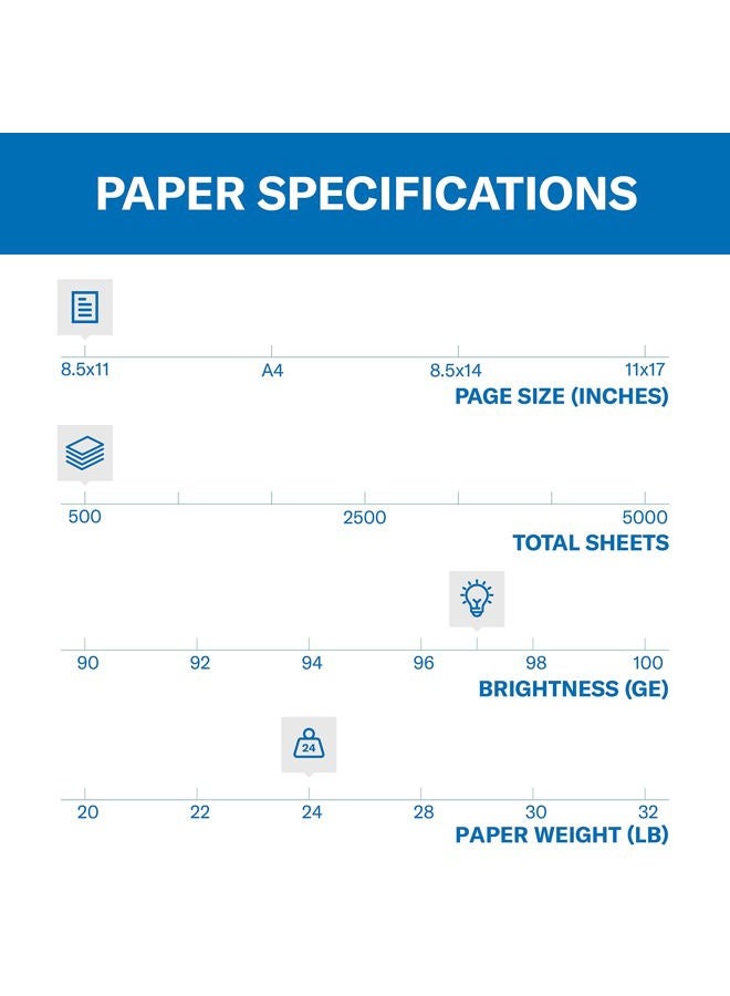 Hammermill Printer Paper, Premium Inkjet & Laser Paper 24 Lb, 8.5 x 11 - 1 Ream (500 Sheets) - 97 Bright, Made in the USA, 166140R - Image 2
