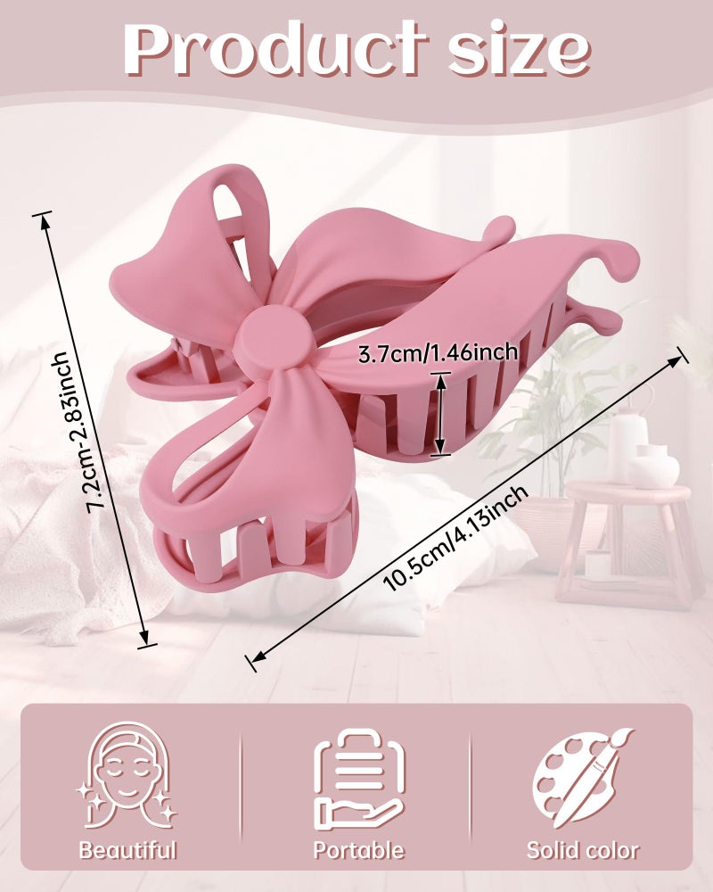 Mesovor 4 pack Cute Bow Claw Clip for Women, Nonslip Large Matte Strong Hold Bows Hair Clips for Thin and Thick Hair | Chic Hair Styling Accessories (4.1" Navy, Blue, Light Green, Pink) - Image 2