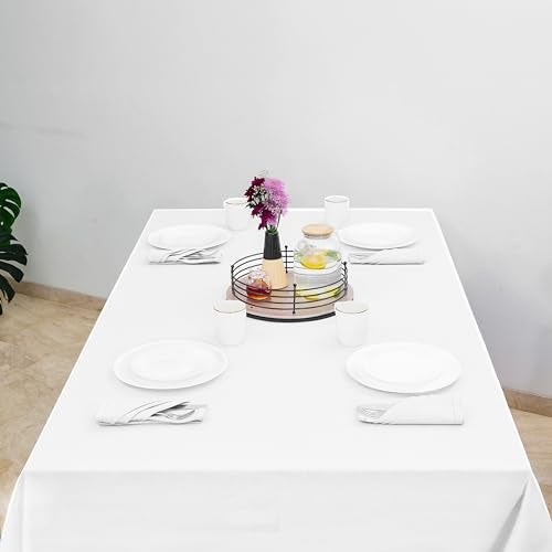 RUSTIQUE LINENS: White Table Cloth 8 Seater (230 x 150 cm) – Cotton Dining Table Cover – Water & Stain Resistant, Wrinkle-Free, Heavy Hem-Stitched Fabric - Image 2