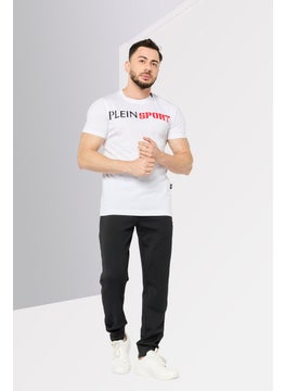 Plein Sport Men Sportswear Fit Short Sleeve Outdoor T-Shirt, White  - Image 2
