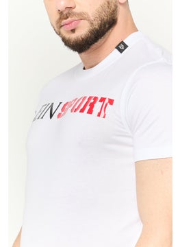 Plein Sport Men Sportswear Fit Short Sleeve Outdoor T-Shirt, White  - Image 3