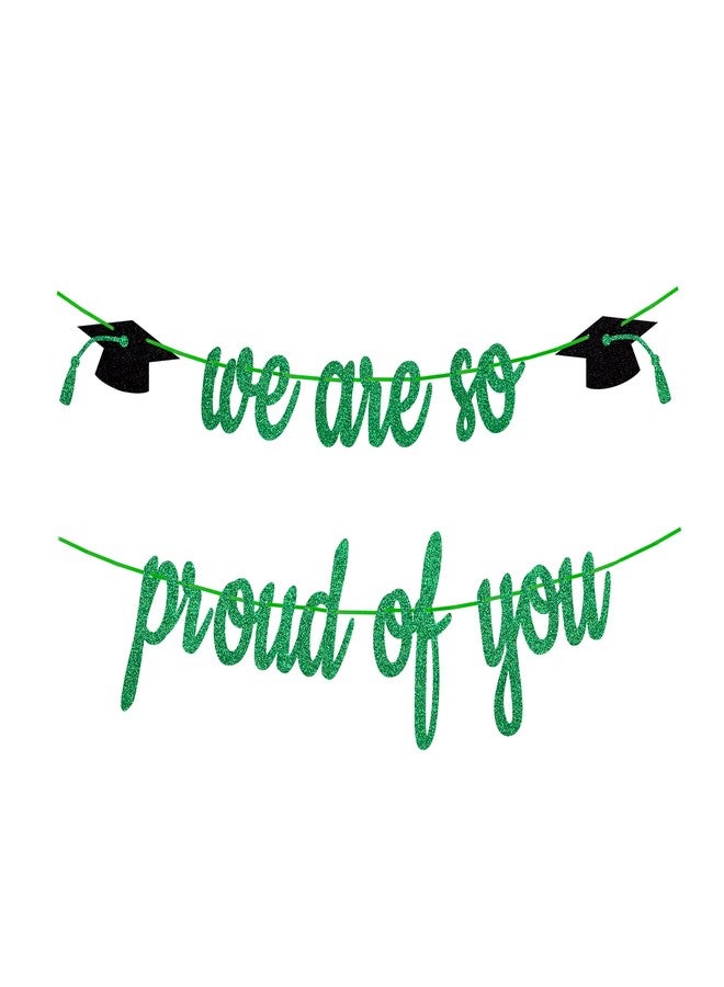 Gexolenu We Are So Proud of You, Class of 2026 Graduation Theme Party Decoration, Green Congrats Grad Banner, Black Glitter Graduation 2026 Black Congratulations Grad Party Decorations - Image 1