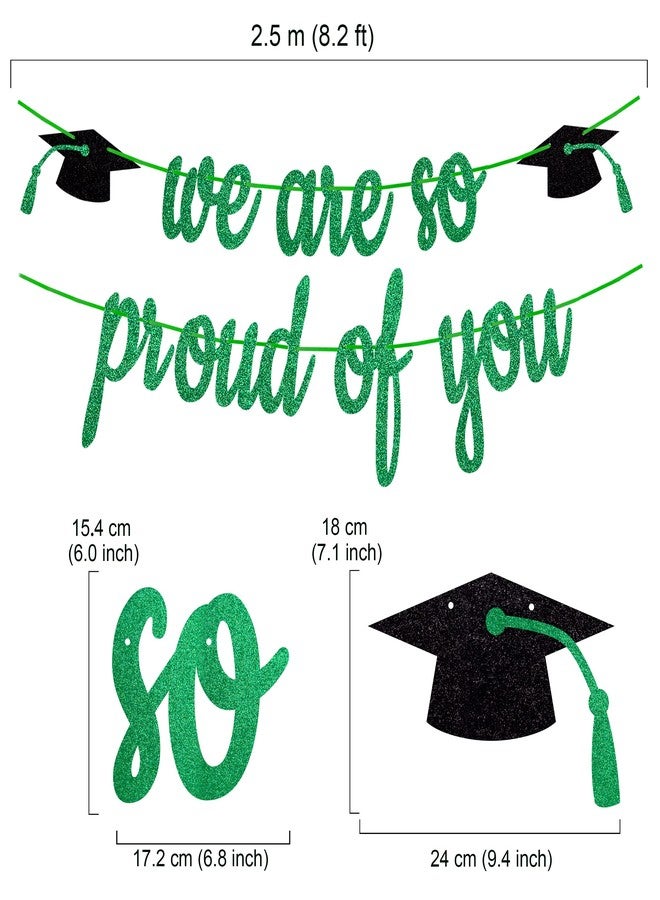 Gexolenu We Are So Proud of You, Class of 2026 Graduation Theme Party Decoration, Green Congrats Grad Banner, Black Glitter Graduation 2026 Black Congratulations Grad Party Decorations - Image 2