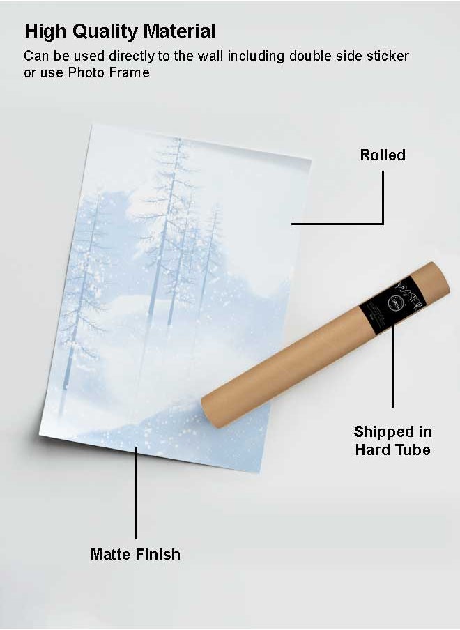 LOWHA Poster Painting Art With Four Separate Pieces Of Double-Sided Stickers Snow Ice Winter For Home Bedroom Living Room And Office Decor  - Image 2