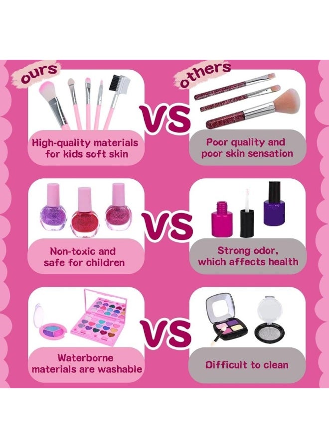 Kids' makeup set for girls, washable makeup for girls, realistic makeup set for toddlers, safe dress-up toys for girls and princesses, birthday gift for girls aged 4, 5, 6, 7, 8, and 9 - Image 5