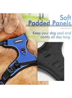 Rabbitgoo Dog Harness, No-Pull Pet Harness with 2 Leash Clips, Adjustable Soft Padded Dog Vest, Reflective No-Choke Pet Oxford Vest with Easy Control Handle for Small Dogs, Dazzling Blue, S 