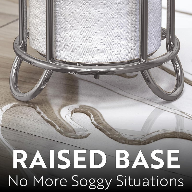 Brookstone , Chrome Toilet Paper Holder, Freestanding Bathroom Tissue Organizer, Minimalistic Storage Solution, Stylish Design [Holds MEGA Rolls] - Image 3